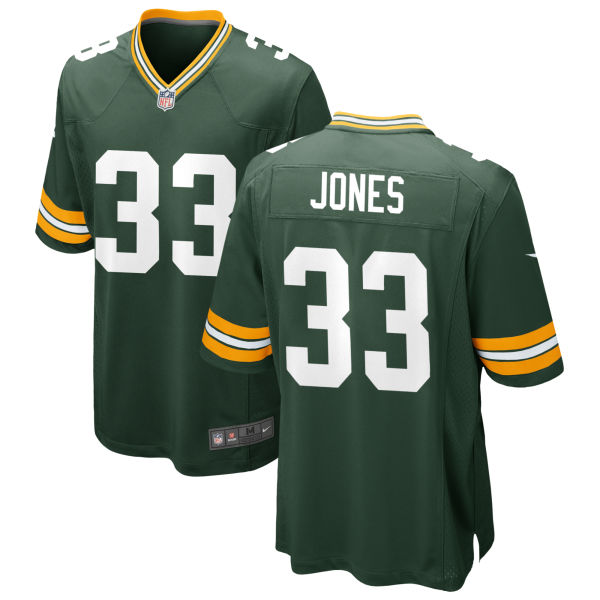 Aaron Jones Mens Game Green Bay Packers Home Number 33 Green Football Jersey